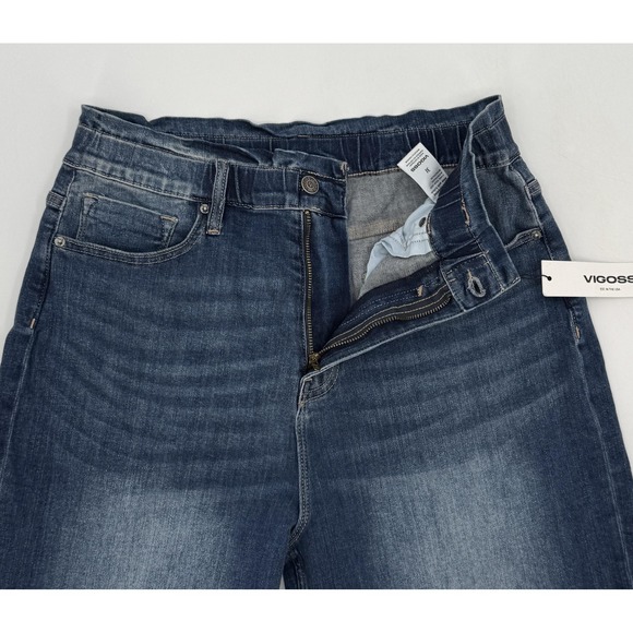 New Vigoss Jeans Womens 31 Blue Janis Stretch Medium Wash Elastic Waist Zip Fly - Picture 9 of 13